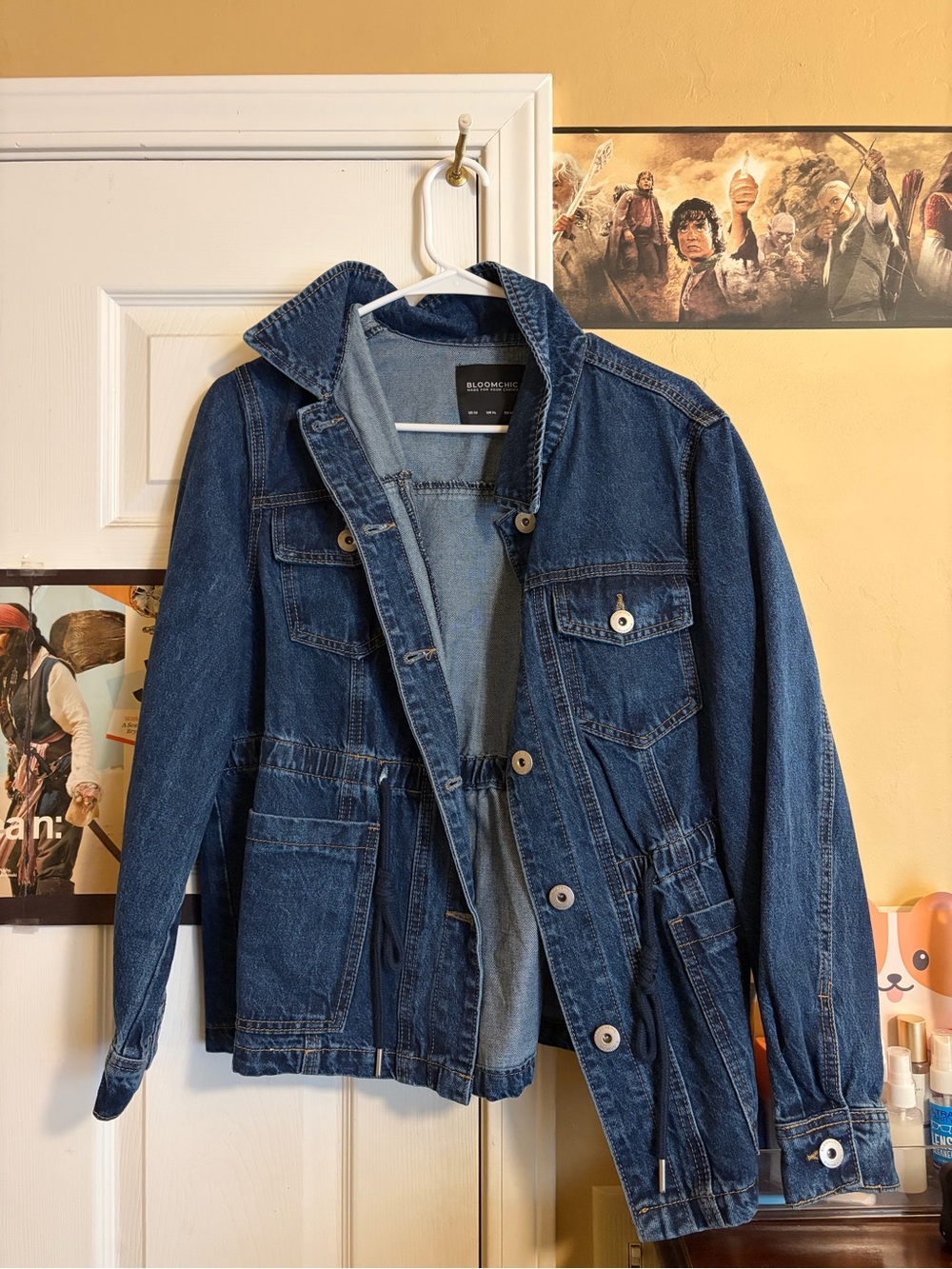 BloomChic Blue Denim Jacket with Drawstring Waist
